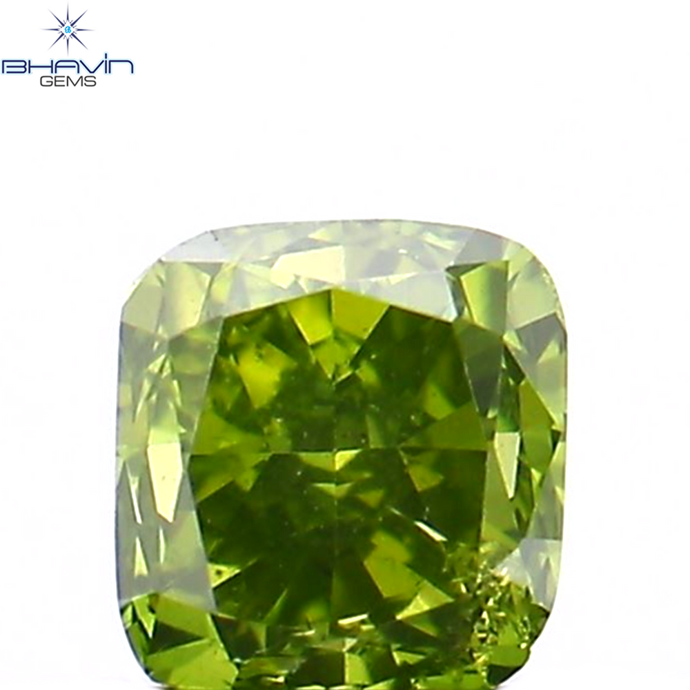 0.25 CT Cushion Shape Natural Loose Diamond Enhanced Green Color SI1 Clarity (3.23 MM)