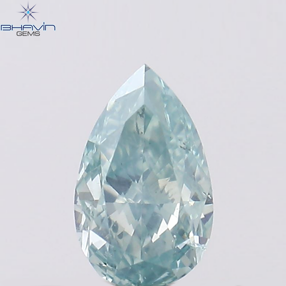 0.29 CT Pear Shape Natural Diamond Greenish Blue Color VS2 Clarity (5.34 MM)