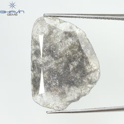 6.04 CT スライス シェイプ ナチュラル ダイヤモンド ソルト アンド ペッパー カラー I3 クラリティ (21.71 MM)