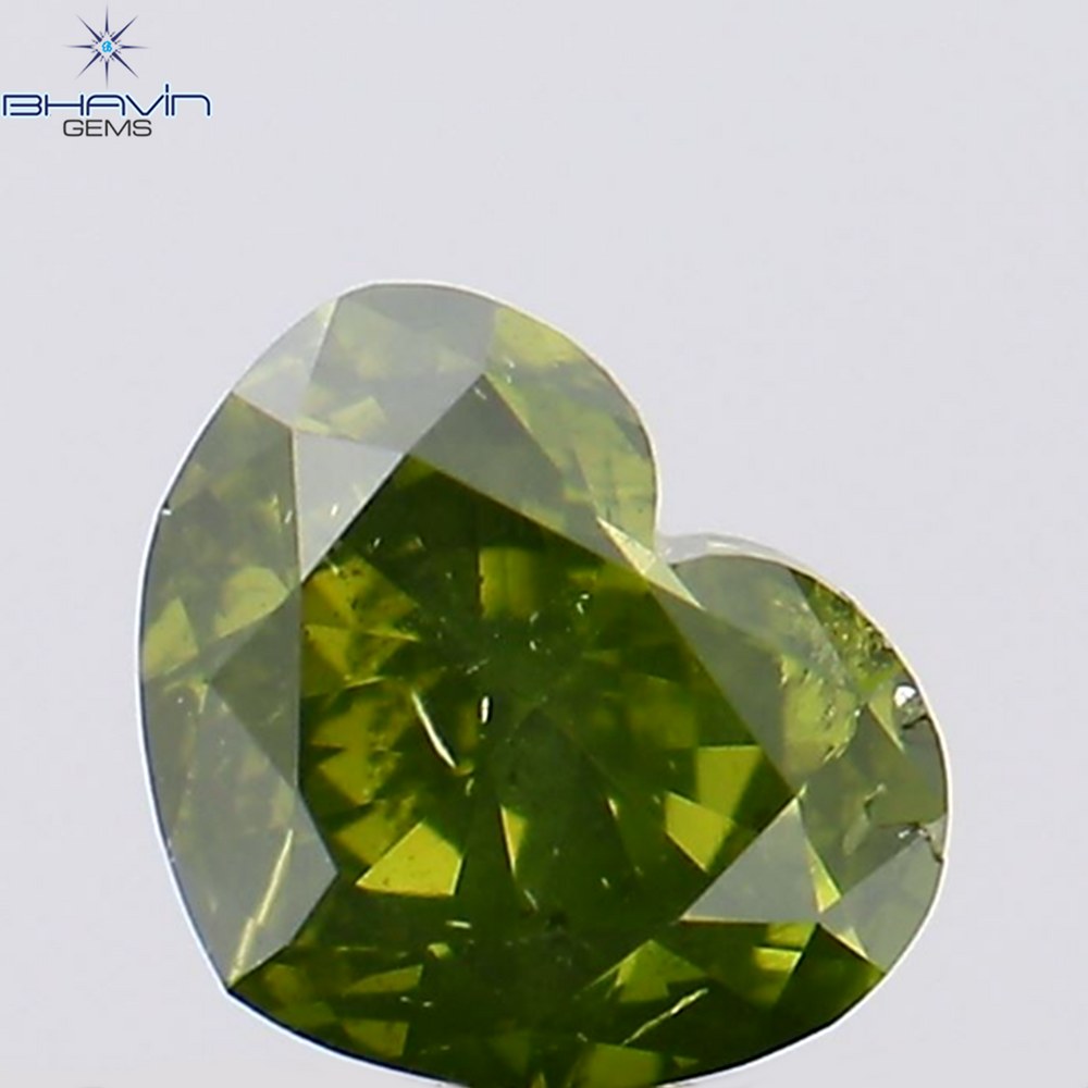 0.28 CT Heart Shape Natural Diamond Green Color SI2 Clarity (4.25 MM)