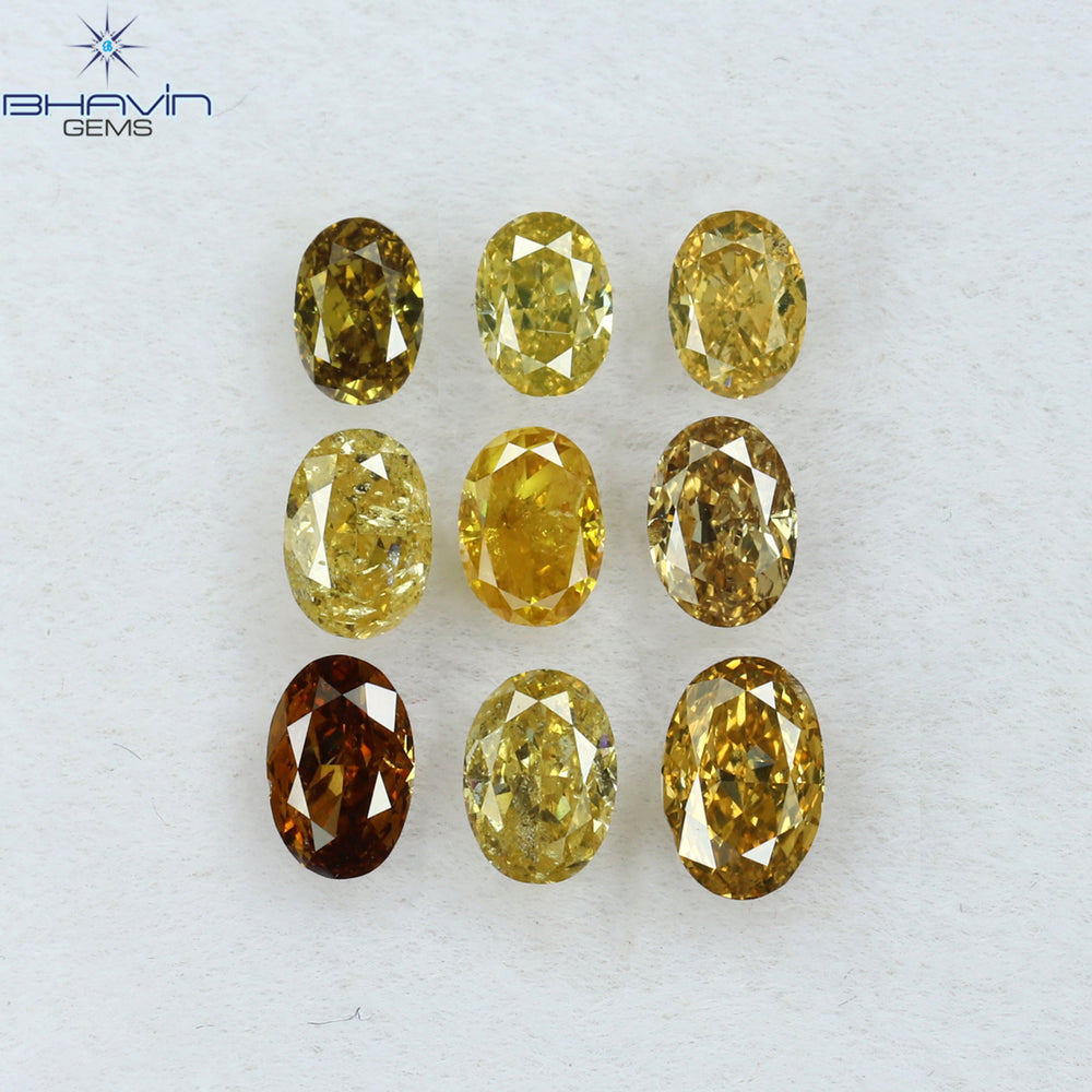 1.31 CT/9 Pcs Oval Shape Natural Diamond Mix Color SI Clarity (3.45 MM)