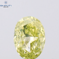 0.14 CT Oval Shape Natural Diamond Greenish Yellow Color SI2 Clarity (3.82 MM)