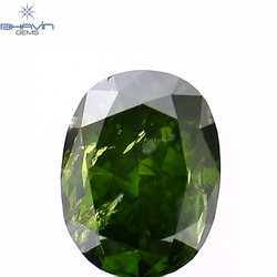 1.04 CT Oval Shape Natural Diamond Green Color I1 Clarity (6.42 MM)