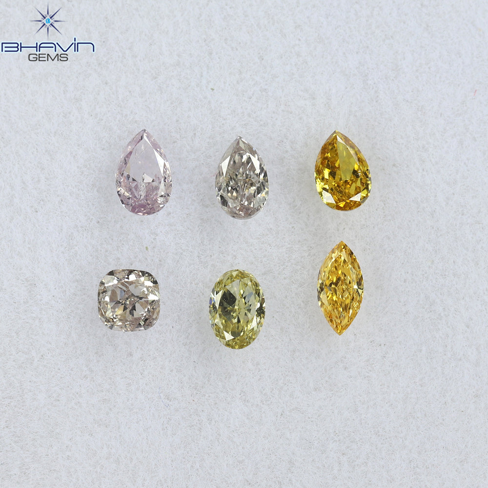 0.41 CT/6 Pcs Mix Shape Natural Diamond Mix Color VS-SI Clarity (3.57 MM)