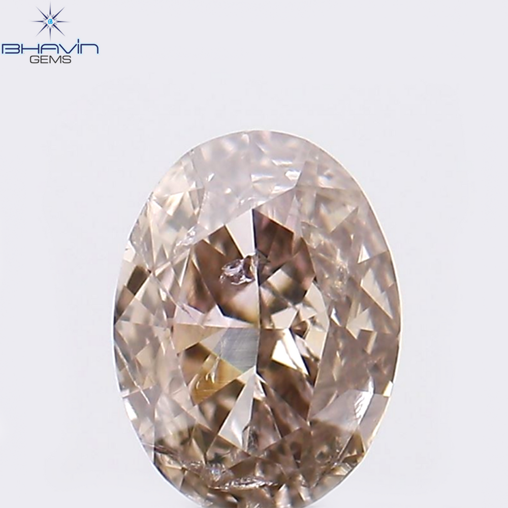 0.27 CT オーバル シェイプ ナチュラル ダイヤモンド ブラウン ピンク カラー SI1 クラリティ (4.66 MM)