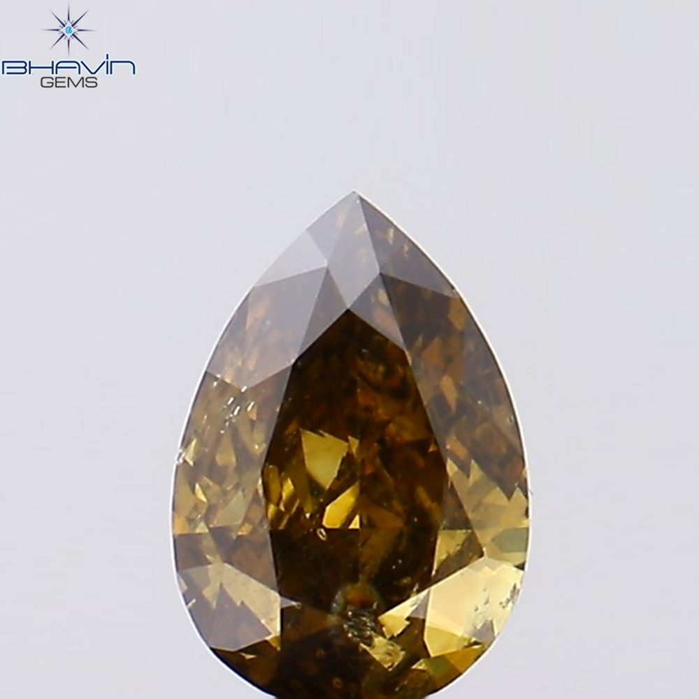 0.51 CT Pear Shape Natural Diamond Champagne Color SI2 Clarity (6.43 MM)