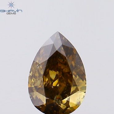 0.51 CT Pear Shape Natural Diamond Champagne Color SI2 Clarity (6.43 MM)