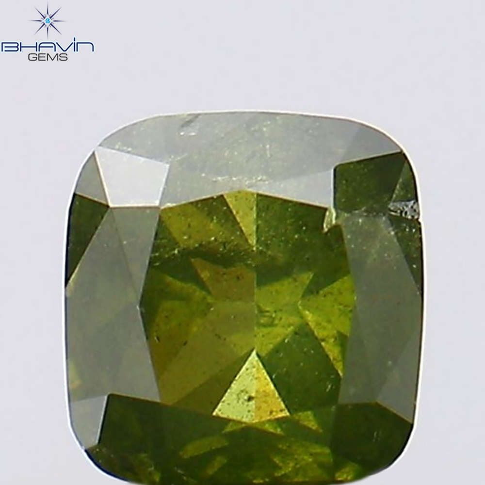 0.31 CT Cushion Shape Natural Diamond Green Color I1 Clarity (3.88 MM)