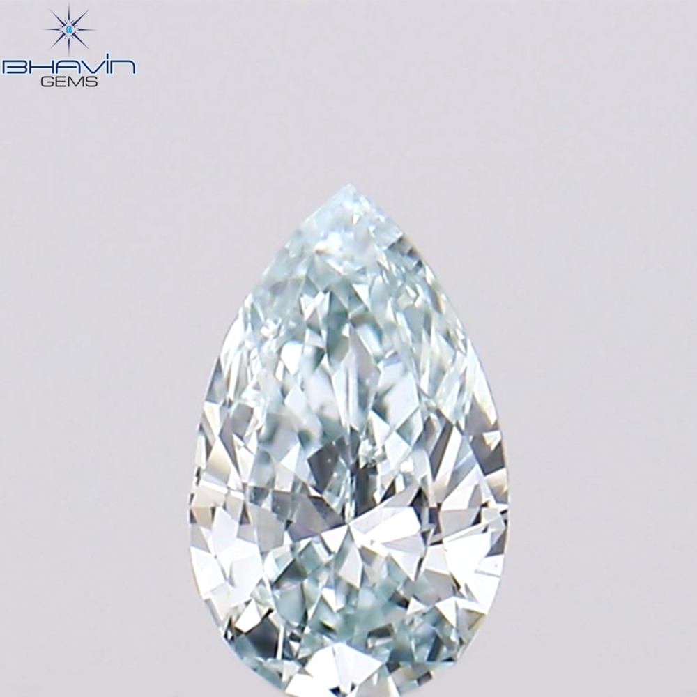 0.07 CT ペアシェイプ ナチュラル ダイヤモンド グリーンがかったブルー カラー VS1 クラリティ (3.68 MM)