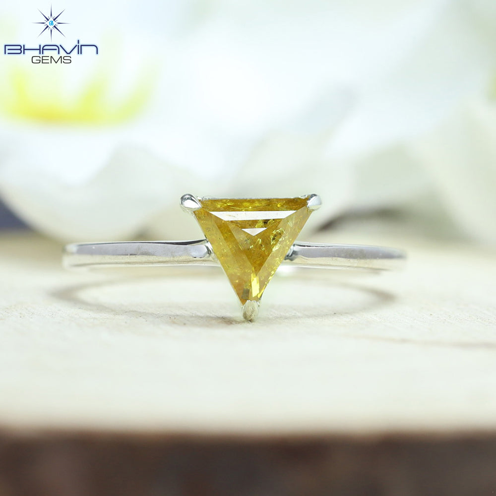 Triangle Diamond, Natural Diamond Ring, Salt And pepper Diamond, Gold Ring, Engagement Ring, Wedding Ring, Diamond Ring