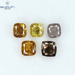 1.23 CT/5 Pcs Cushion Shape Natural Diamond Mix Color SI2 Clarity (3.75 MM)