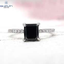 Emerald Diamond Natural Diamond Ring Black Color Gold Ring Engagement Ring