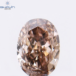 0.24 CT Oval Shape Natural Diamond Brown-Pink Color SI1 Clarity (4.46 MM)