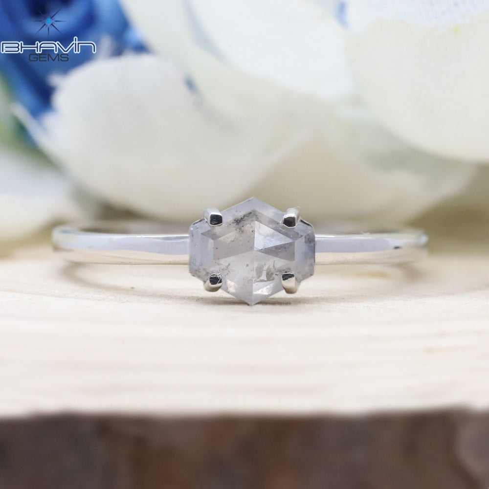 Geometric Diamond, Salt And Pepper Diamond, Natural Diamond Ring, Engagement Ring