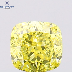 0.32 CT Cushion Shape Natural Diamond Yellow Color VS1 Clarity (3.80 MM)