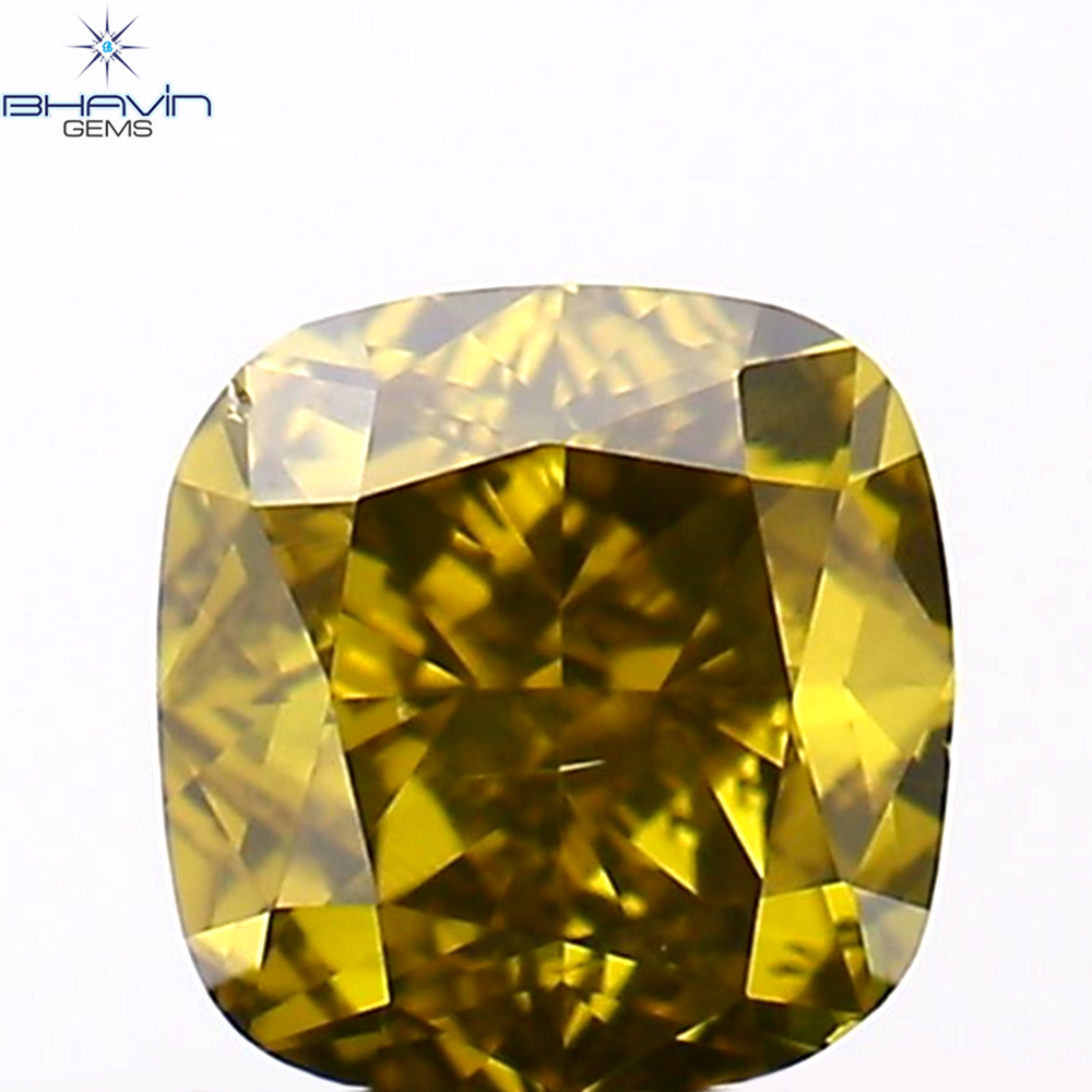 0.40 CT Cushion Shape Natural Loose Diamond Enhanced Green Color VS2 Clarity (4.10 MM)