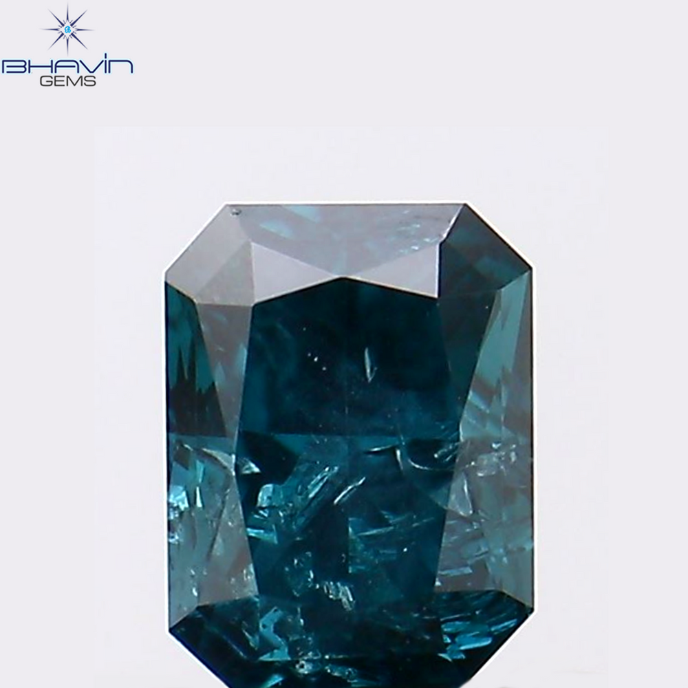 0.39 CT Radiant Shape Natural Diamond Blue Color I1 Clarity (4.58 MM)