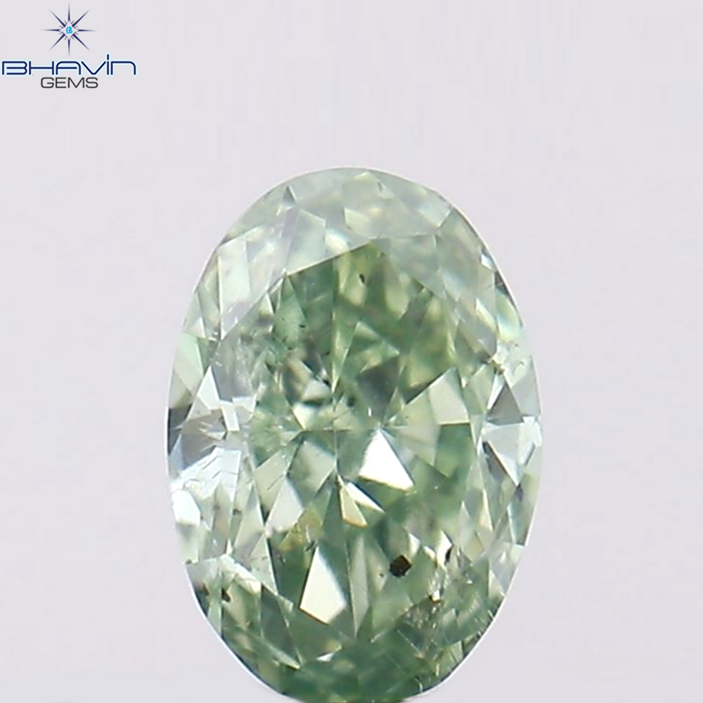 0.14 CT Oval Shape Natural Diamond Green Color SI1 Clarity (3.90 MM)