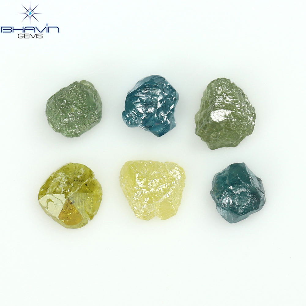 0.67 CT/6 PCS Rough Shape Enhanced Mix Color Natural Diamond I3 Clarity (3.27 MM)