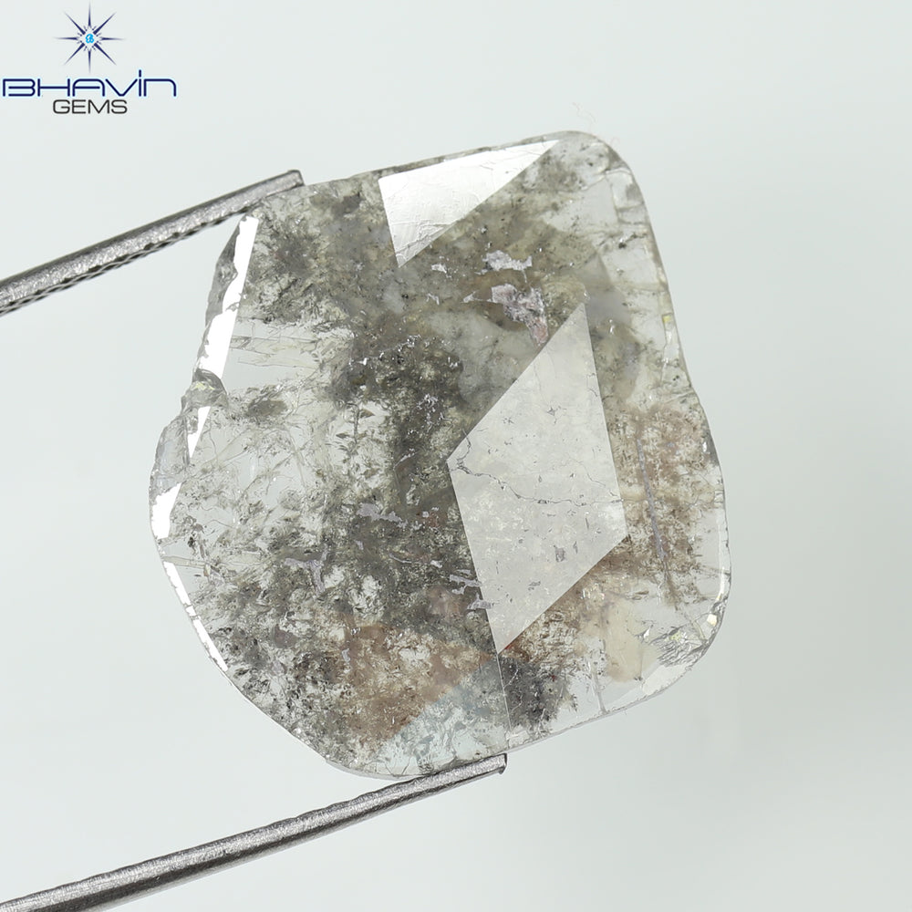 5.97 CT Slice Shape Natural Diamond Salt And Pepper Color I3 Clarity (18.24 MM)