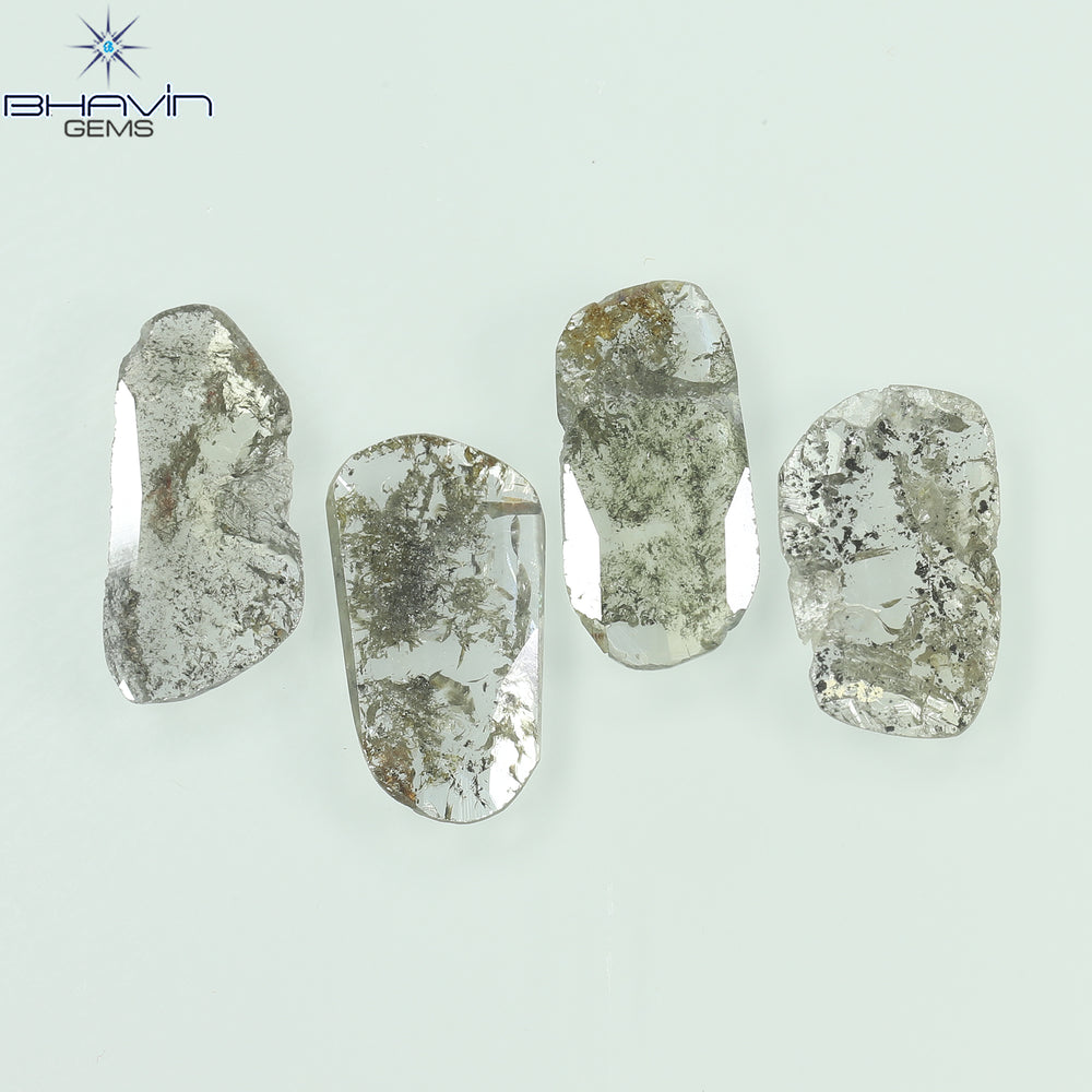 2.43 CT/4 Pcs Slice Shape Natural Diamond Salt And Pepper Color I3 Clarity (11.80 MM)