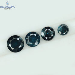 0.85 CT/4 Pcs CT, Round Diamond, Green Color, I3 Clarity