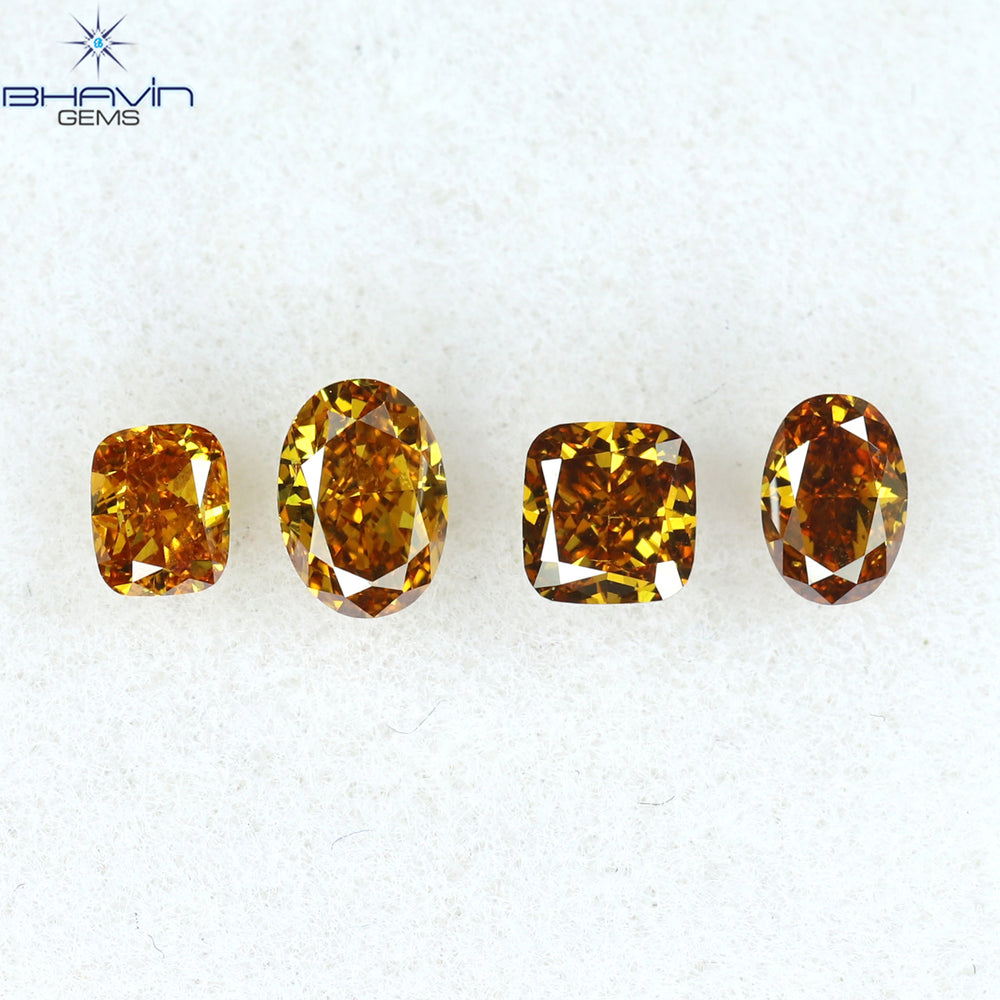 0.48 CT/4 PCS Mix Diamond Natural diamond Orange Diamond VS1 Clarity (3.82 MM)