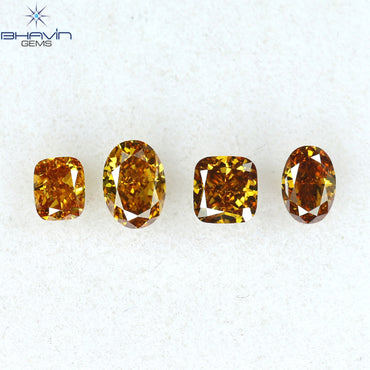 0.48 CT/4 PCS Mix Diamond Natural diamond Orange Diamond VS1 Clarity (3.82 MM)