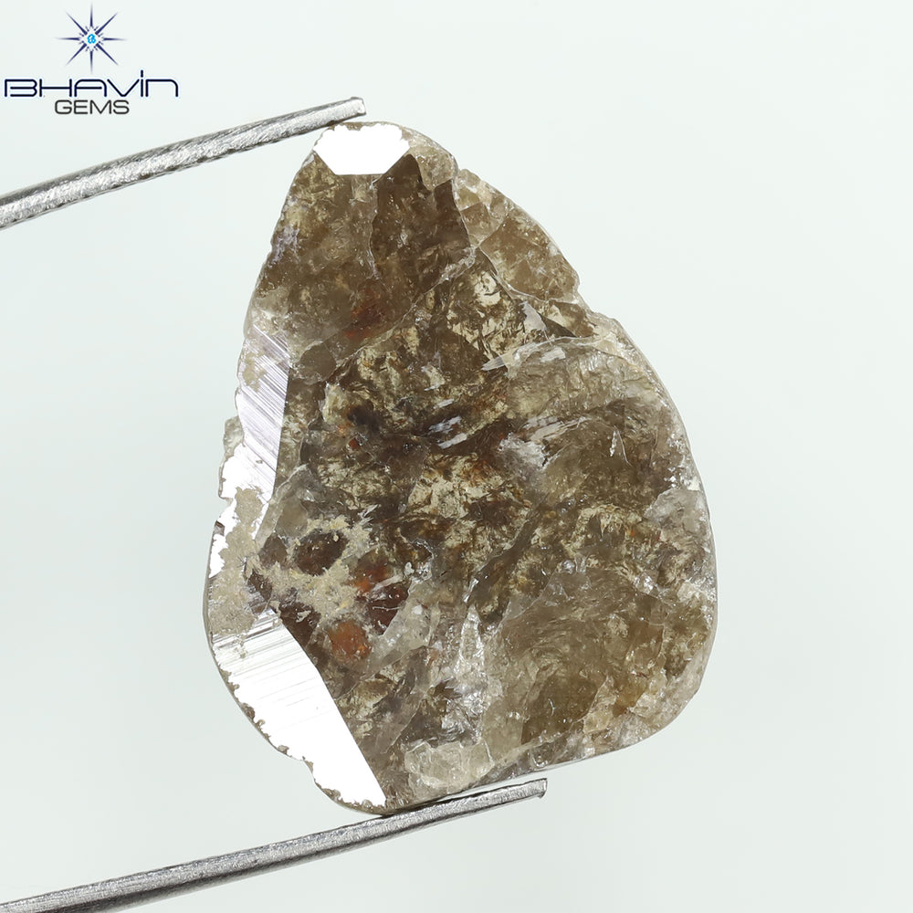 5.82 CT Slice Shape Natural Loose Diamond Brown Color I3 Clarity (20.36 MM)