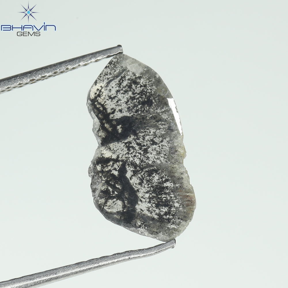 1.10 CT Slice Shape Natural Diamond Salt And Pepper Color I3 Clarity (14.00 MM)