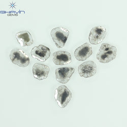 3.23 CT/12 Pcs Slice Shape Natural Diamond Salt And Pepper Color I3 Clarity (7.17 MM)