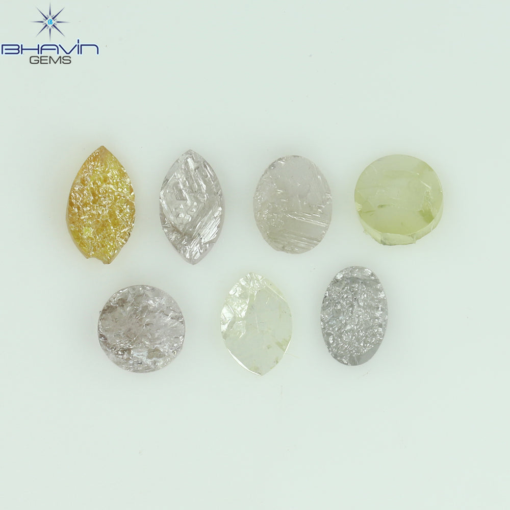 0.59 CT /7 Pcs Uncut Shape Mix Natural Loose Diamond I3 Clarity (4.25 MM)
