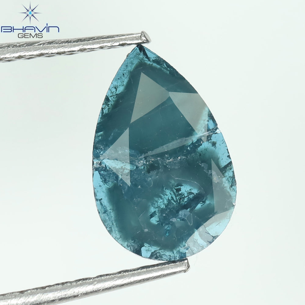 0.61 CT Pear Shape Natural Diamond Blue Color I3 Clarity (9.50 MM)
