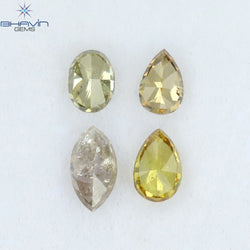 0.93 CT/4 Pcs Heart Shape Natural Diamond Mix Color SI2 Clarity (5.75 MM)