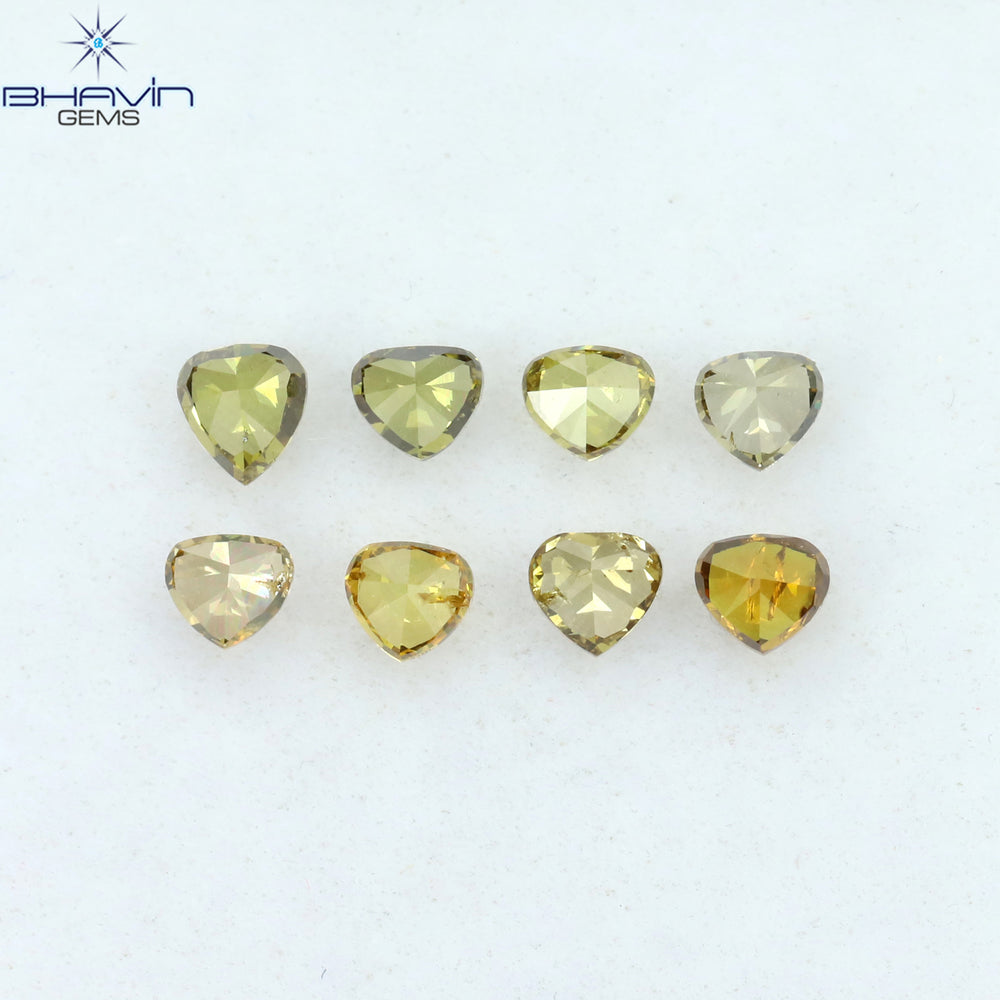 0.84 CT/8 Pcs Heart Shape Natural Diamond Mix Color SI Clarity (3.20 MM)