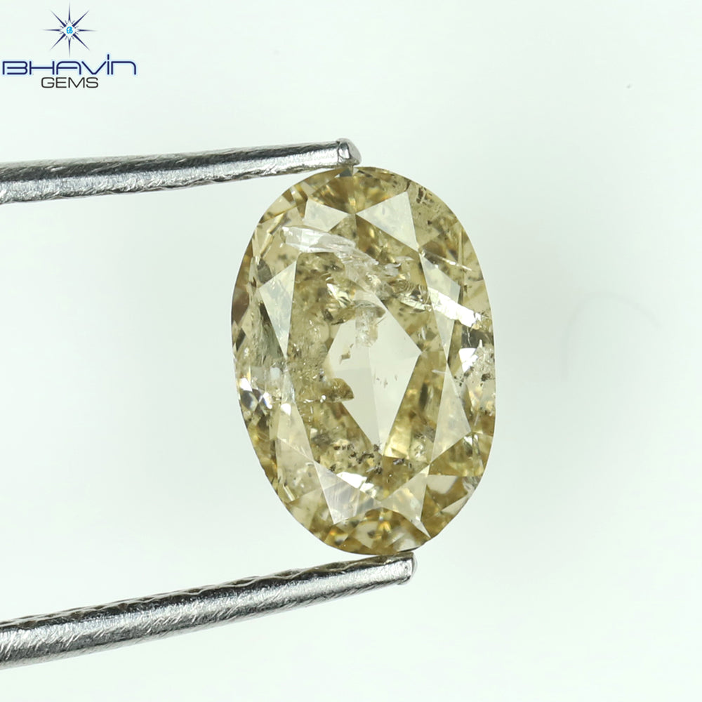 1.01 CT Oval Shape Natural Diamond Brown Color I2 Clarity (7.26 MM)