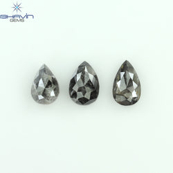 1.25 CT/3 Pcs Pear Shape Natural Loose Diamond Salt And Pepper Color I3 Clarity (6.20 MM)