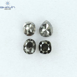 1.58 CT/4 PCS Mix Shape Natural Diamond Salt And Pepper Color I3 Clarity (5.10 MM)