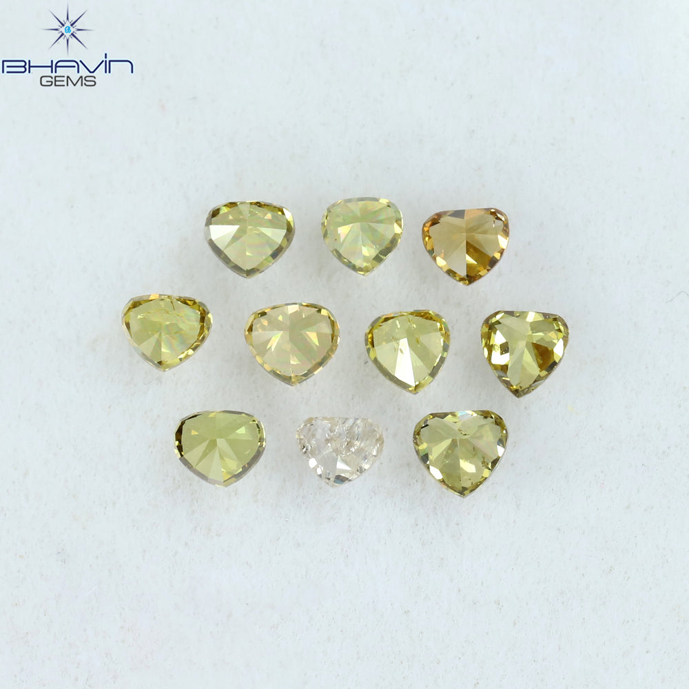 0.76 CT/10 Pcs Heart Shape Natural Diamond Mix Color SI Clarity (2.65 MM)