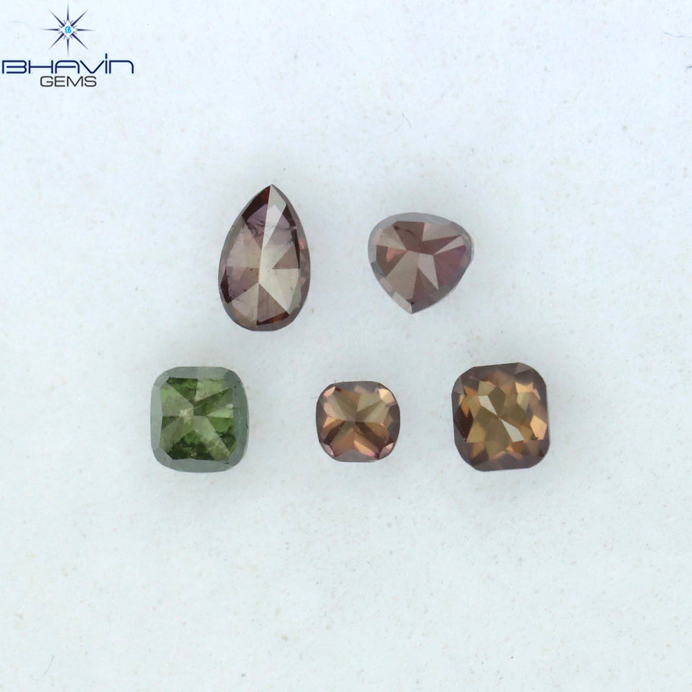 0.56 CT/5 Pcs Mix Shape Natural Diamond Pink Color SI2 Clarity (4.05 MM)