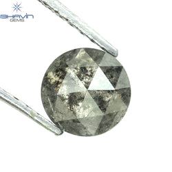 0.88 CT Round Rose Cut Shape Natural Diamond Salt And Pepper Color I3 Clarity (6.10 MM)