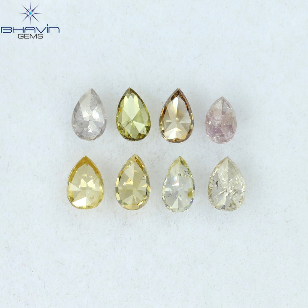 1.12 CT/8 Pcs Pear Shape Natural Diamond Mix Color SI2 Clarity (4.35 MM)