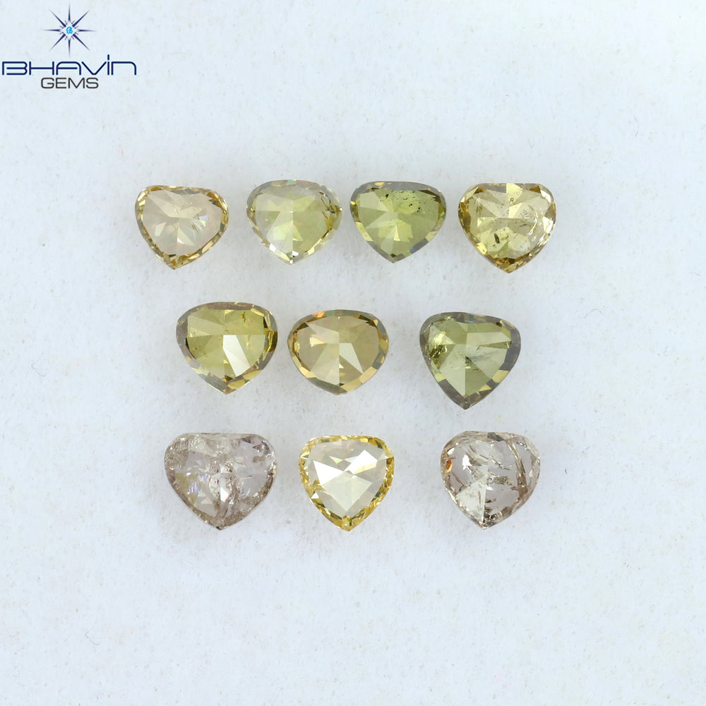 1.30 CT/10 Pcs Heart Shape Natural Diamond Mix Color SI2 Clarity (3.26 MM)