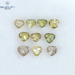 1.30 CT/10 Pcs Heart Shape Natural Diamond Mix Color SI2 Clarity (3.26 MM)