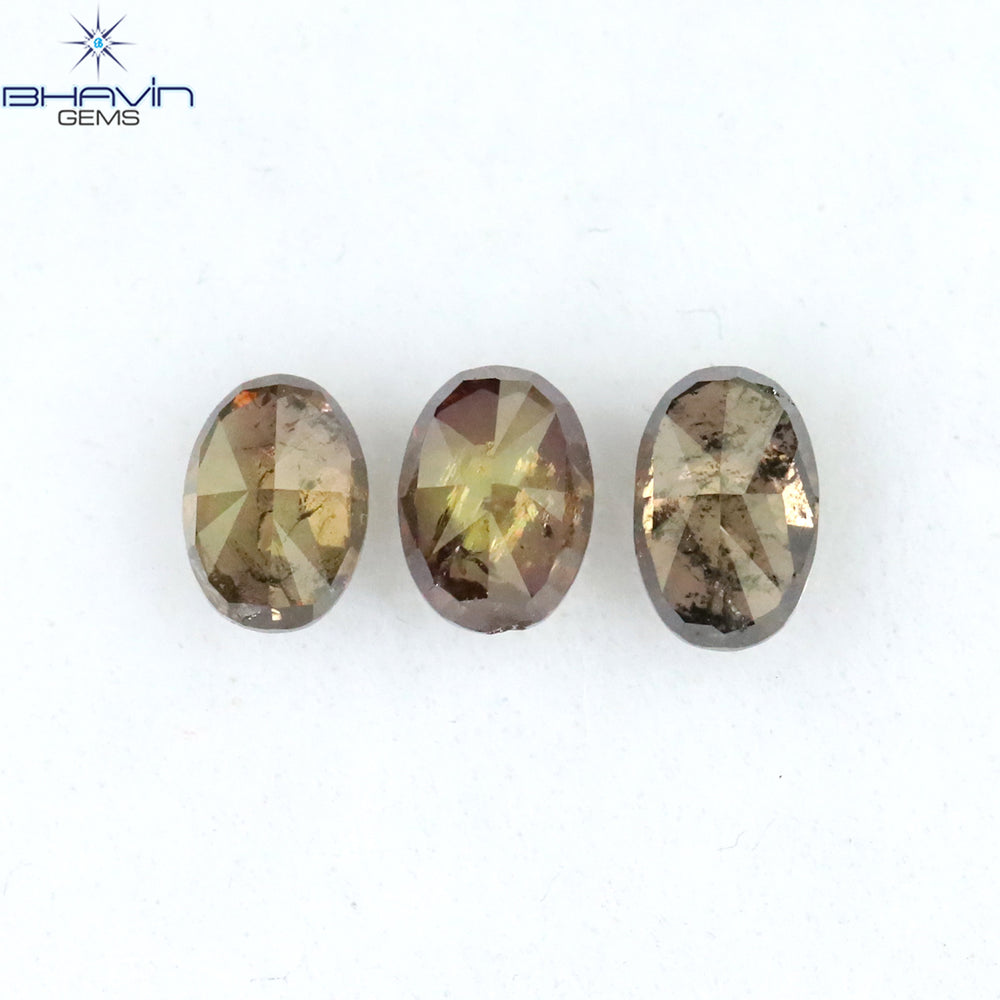 0.76 CT/3 Pcs Oval Shape Natural Diamond Pink Color I3 Clarity (4.80 MM)