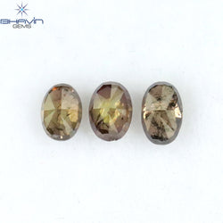 0.76 CT/3 Pcs Oval Shape Natural Diamond Pink Color I3 Clarity (4.80 MM)