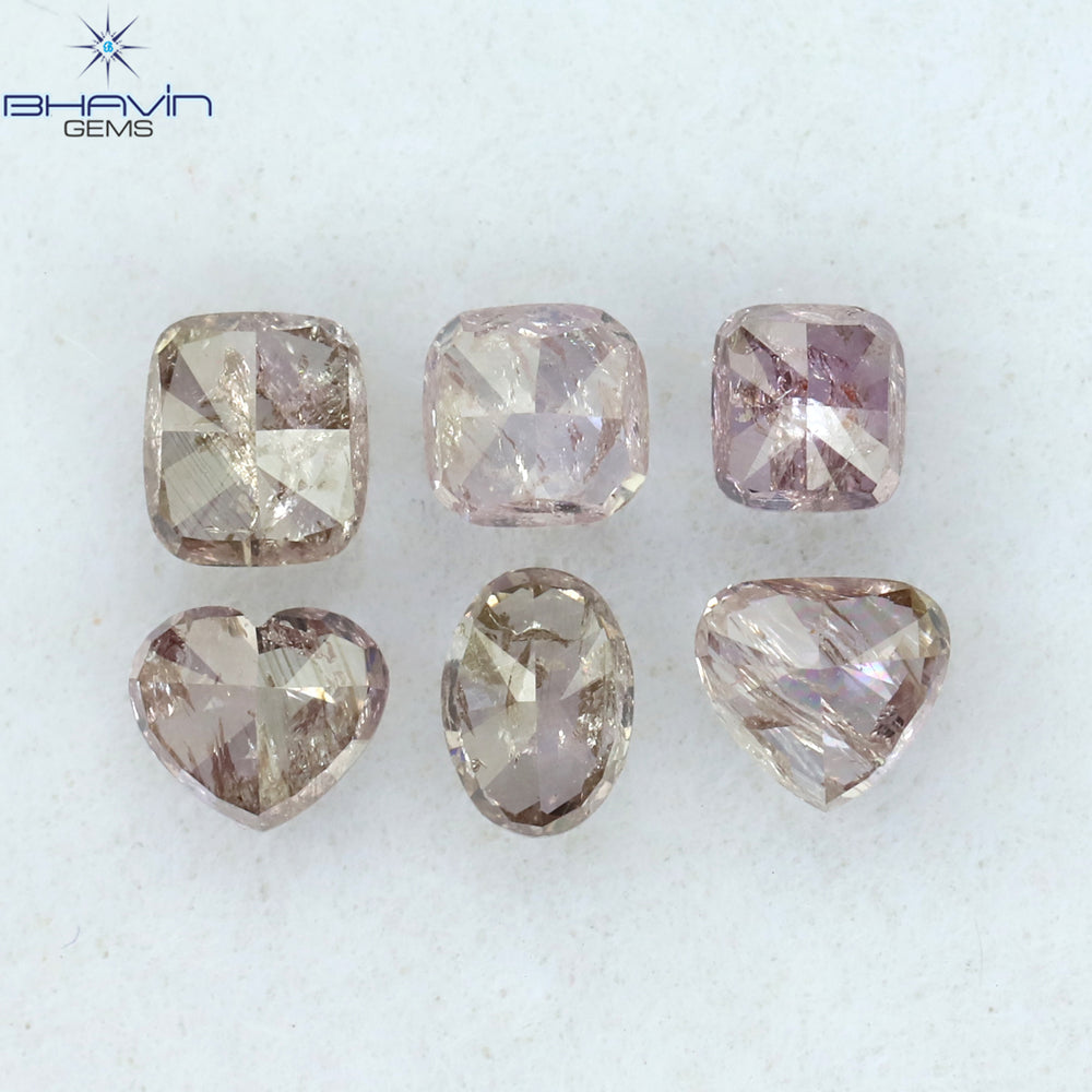 1.50 CT/6 Pcs Mix Shape Natural Diamond Pink Color I3 Clarity (4.05 MM)