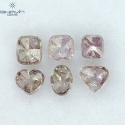 1.50 CT/6 Pcs Mix Shape Natural Diamond Pink Color I3 Clarity (4.05 MM)