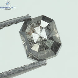0.61 CT Emerald Shape Natural Loose Diamond Salt And pepper Color I3 Clarity (4.77 MM)