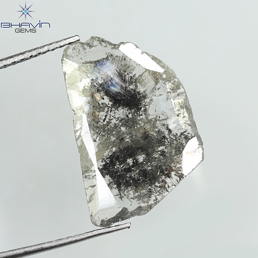 3.42 CT Slice Shape Natural Diamond Salt And Pepper Color I3 Clarity (18.84 MM)